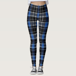 Zwart Blauw & Zilver Plaid Tartan Leggings