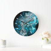 Zwart-blauwe, blauwe, lichtvochtige kunst grote klok (Huis)