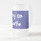 Zwart-blauwe dun diagonaal strepen matglas bierpul (Voorkant rechts)