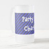 Zwart-blauwe dun diagonaal strepen matglas bierpul (Voorkant links)