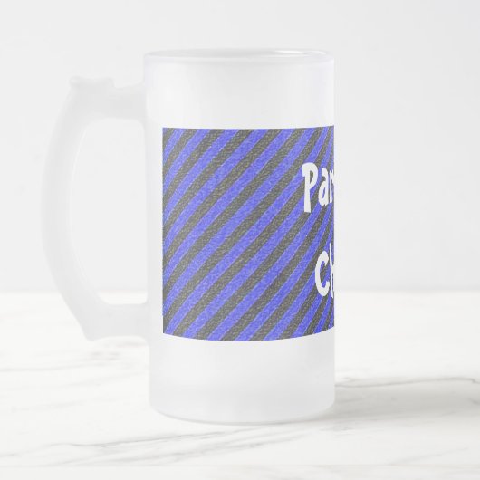 Zwart-blauwe dun diagonaal strepen matglas bierpul (Links)