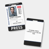Zwart Blauwe Foto & Grotere Logo Pers-ID Badge (Voor- en achterkant)