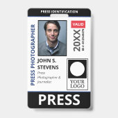 Zwart Blauwe Foto & Logo Pers ID Badge (Voorzijde)