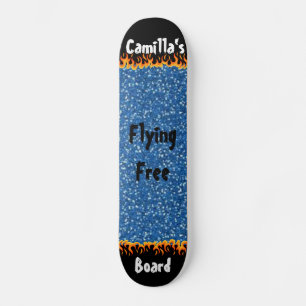 Zwart Blauwe Glitter Achtergrond Cool Aangepast Persoonlijk Skateboard