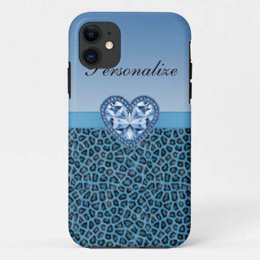 Zwart-blauwe luipaard afdrukken & buighart Case-Mate iPhone case (Achterkant)