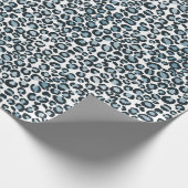 Zwart-blauwe luipaard print cadeaupapier (Hoek)