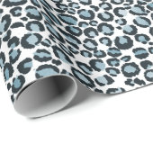 Zwart-blauwe luipaard print cadeaupapier (Rol Hoek)