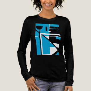 Zwart Blauwe MCM-geïnspireerde Geometrische Vormen Tri-Blend Shirt