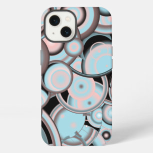 Zwart Blauwe Mocha Roze Gradiënt Concentrische Cir iPhone 13 Hoesje