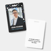 Zwart Blauwe Moleculen ID Foto Badge (Voor- en achterkant)