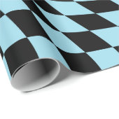 Zwart Blauwe Retro Warped Controles Gecontroleerd Cadeaupapier (Rol Hoek)