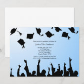 Zwart Blauwe Silhouet Afstudeerfeest Uitnodiging (Voorkant / Achterkant)