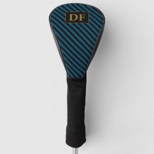 Zwart/Blauwe Strepen Monogrammed Golfhoofd Hoesje Golfheadcover
