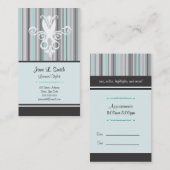 Zwart/Blauwe Stripe Schaar Afsprakenkaartje (Voorkant / Achterkant)