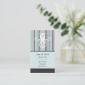 Zwart/Blauwe Stripe Schaar Afsprakenkaartje (Staand voorkant)