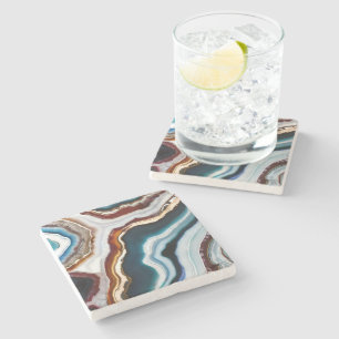 Zwart Blauwe Terracotta Witte Goud Agaat Geode Stenen Onderzetter