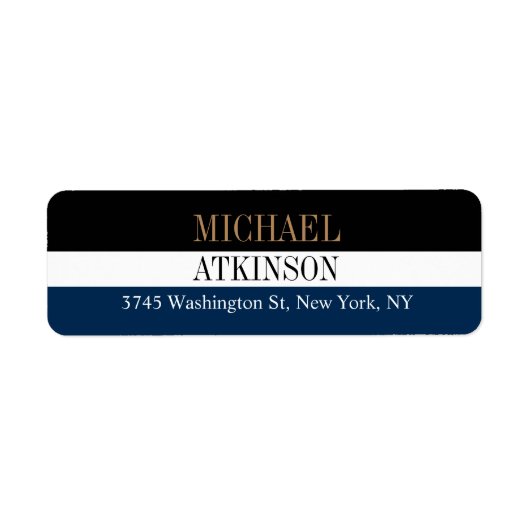 Zwart-blauwe, veelkleurige tekst, stijlvol, modern etiket (Voorkant)