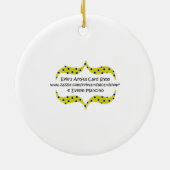 Zwart-blauwe vlinder op zilveren grond met cirkels keramisch ornament (Achterkant)