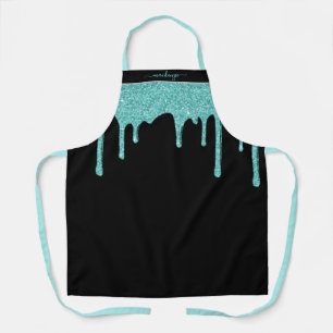 Zwart Blauwgroen Aqua Blue Sparkle Dripping Glitte Schort