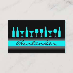 Zwart blauwgroen blauw barman drink visitekaartje