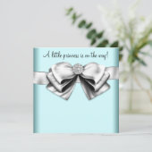 Zwart Blauwgroen Blauw Princess Baby shower Kaart (Staand voorkant)