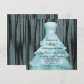 Zwart Blauwgroen Blauw Quinceanera Uitnodigingen (Voorkant / Achterkant)