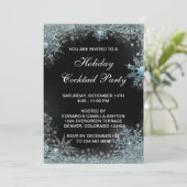 Zwart Blauwgroen Blauw Sneeuwvlok Kerstfeest Kaart (Staand voorkant)