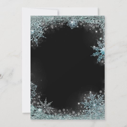 Zwart Blauwgroen Blauw Sneeuwvlok Kerstfeest Kaart (Achterkant)