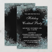 Zwart Blauwgroen Blauw Sneeuwvlok Kerstfeest Kaart (Voorkant / Achterkant)