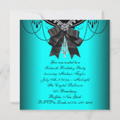 Zwart Blauwgroen Blauw Sweet Sixteen Verjaardagsfe Kaart (Achterkant)