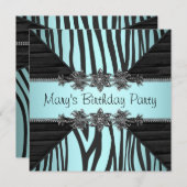 Zwart Blauwgroen Blauw Zebra Vrouwen Verjaardagsfe Kaart (Voorkant / Achterkant)