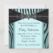 Zwart Blauwgroen Blauw Zebra Vrouwen Verjaardagsfe Kaart (Achterkant)