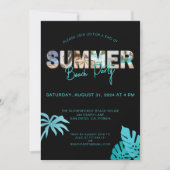 Zwart Blauwgroen Einde van de Summer Beach Party Kaart (Voorkant)
