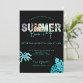 Zwart Blauwgroen Einde van de Summer Beach Party Kaart (Staand voorkant)