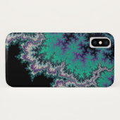Zwart, Blauwgroen en Paars Fractal iPhone X Hoesje (Achterkant (horizontaal))