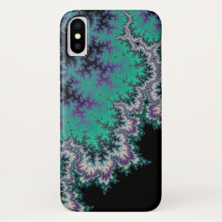 Zwart, Blauwgroen en Paars Fractal iPhone X Hoesje