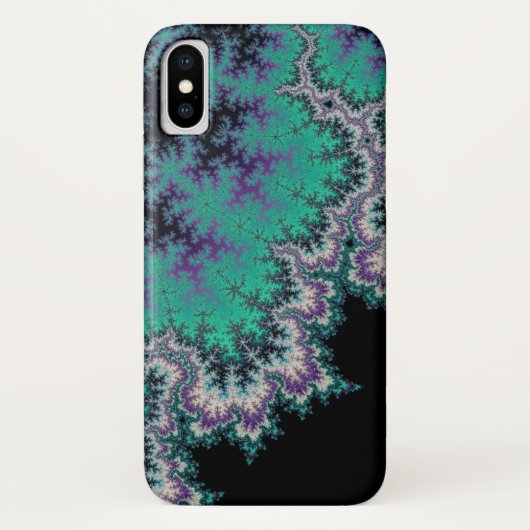 Zwart, Blauwgroen en Paars Fractal iPhone X Hoesje (Achterkant)