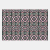 Zwart Blauwgroen en Roze Blad Papier Cadeauverpak Inpakpapier Vel (Voorkant)