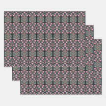  Zwart Blauwgroen en Roze Blad Papier Cadeauverpak