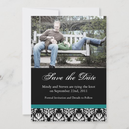 Zwart, Blauwgroen en wit sparen de Data Save The Date (Voorkant)