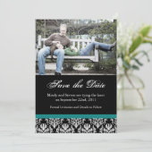 Zwart, Blauwgroen en wit sparen de Data Save The Date (Staand voorkant)