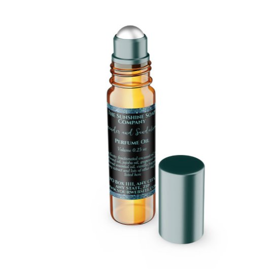 Zwart & Blauwgroen Glitter Parfum Roller Flessenla Vierkante Sticker