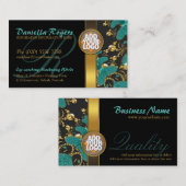 Zwart + Blauwgroen + goudvormig, stijlvol, donker Visitekaartje (Voorkant / Achterkant)