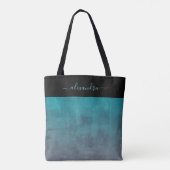 Zwart Blauwgroen grijs rustic ombre elegant gepers Tote Bag (Achterkant)