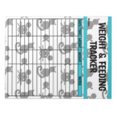 Zwart-Blauwgroen Hexagon Cat Weeg & Voedingskaart Notitieblok (Voorkant)