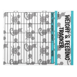 Zwart-Blauwgroen Hexagon Cat Weeg & Voedingskaart Notitieblok