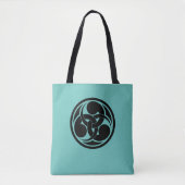 zwart Blauwgroen japans kikkervisje mon oosterse Tote Bag (Voorkant)