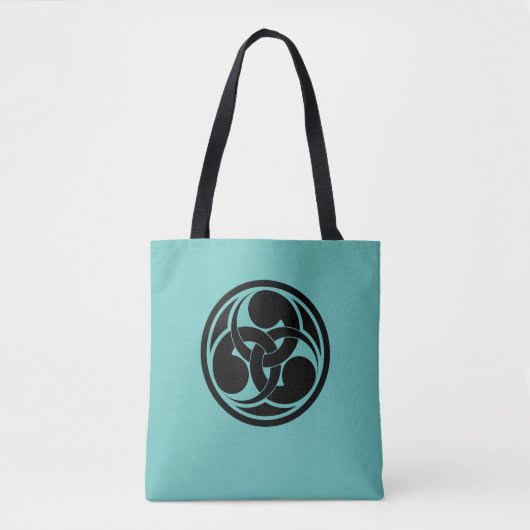 zwart Blauwgroen japans kikkervisje mon oosterse Tote Bag (Voorkant)