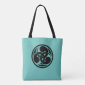 zwart Blauwgroen japans kikkervisje mon oosterse Tote Bag (Achterkant)