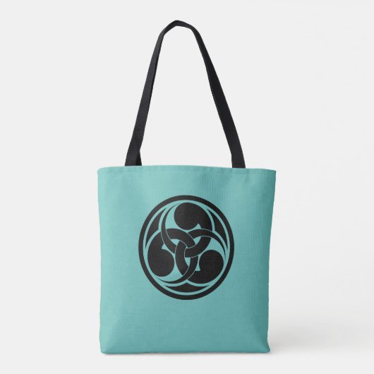 zwart Blauwgroen japans kikkervisje mon oosterse Tote Bag (Achterkant)